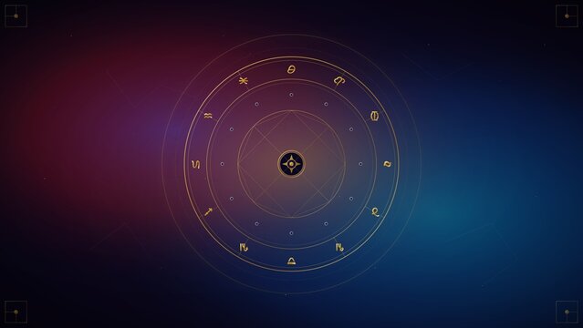 Cosmic Zodiac Wheel and Astrological Constellations Background