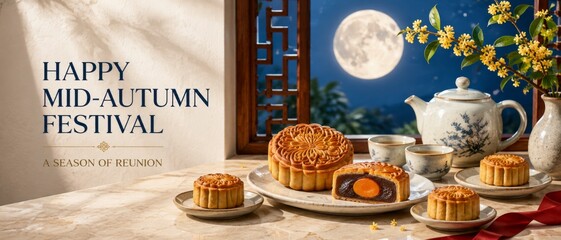 Mid Autumn Moon Festival celebrated with traditional mooncakes and tea © dvoevnore