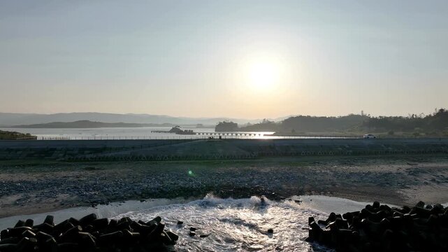 57-Second Aerial View of Coastal Bay at Ozu Coast, Fukushima, Japan - Spring