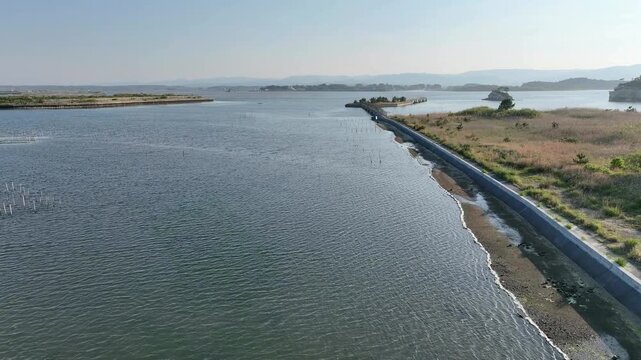 57-Second Aerial View of Coastal Vista at Ozu Coast, Fukushima, Japan - Spring
