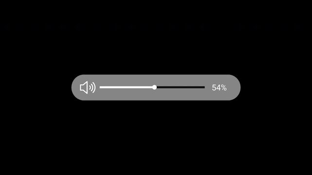 Volume Slider Control Overlay, Audio Volume Bar and Sound Level Interface Animation, Minimal volume slider overlay with sound icon and adjustable audio level 