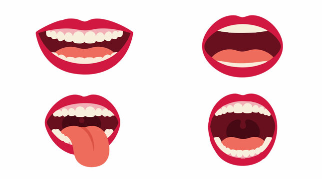 Set of graphic illustrations of open mouths with different expressions