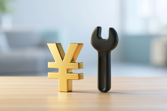修理費を表す円記号とレンチ
