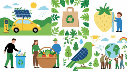 Obraz premium Sustainable Living and Environmental Protection Concepts Illustration