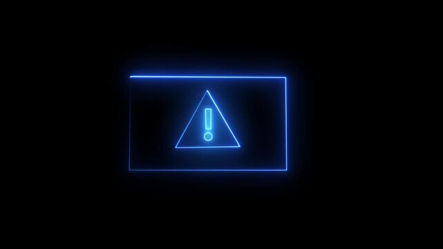 neon Glowing Warning security breach computer hacking warning icon animation