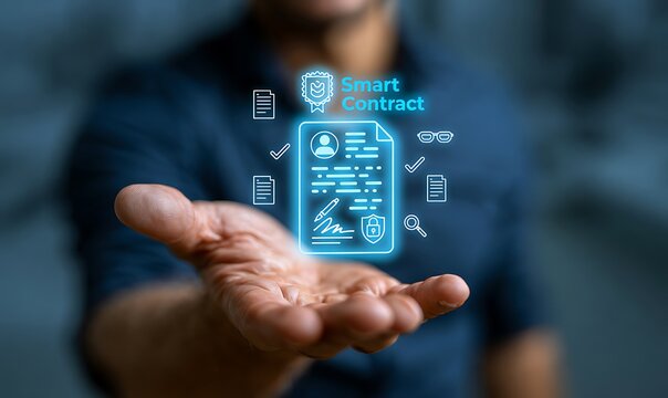 Smart contract automation, blockchain transaction, decentralized automation, crypto transaction, AI-powered contract execution, cloud-based legal document verification, agreements, e-contract system