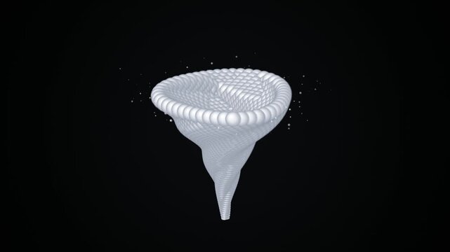 Funnel Isolated on Black Background, a White Plastic Conical Strainer for Filtering Liquids and Solids. with Kitchen
