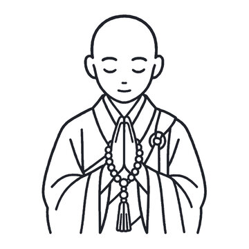 数珠を持って合掌する僧侶のベクターアイコン