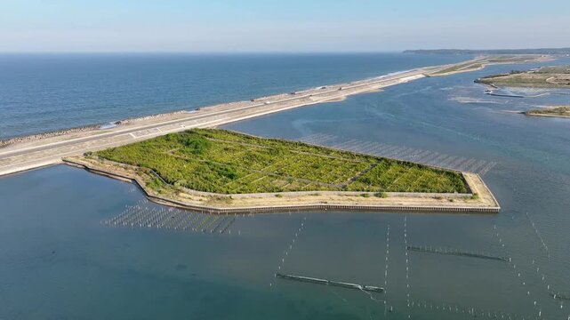 40-Second Aerial View of Ocean View at Ozu Coast, Fukushima, Japan - Spring