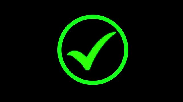 check mark icon animation screen black , yes approve choice approved tick mark animation icon