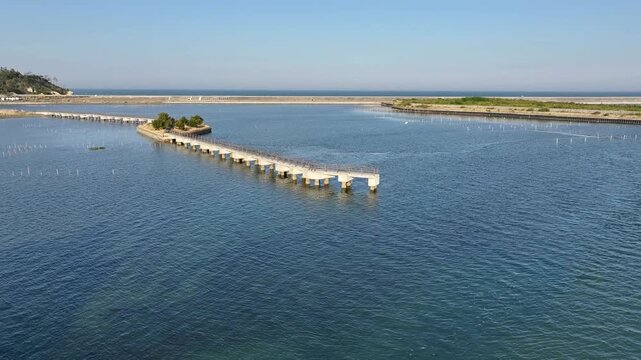 46-Second Aerial View of Rocky Coast at Ozu Coast, Fukushima, Japan - Spring