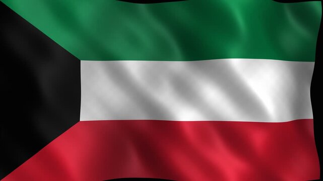 National flag of kuwait waving in the wind. 4K Video