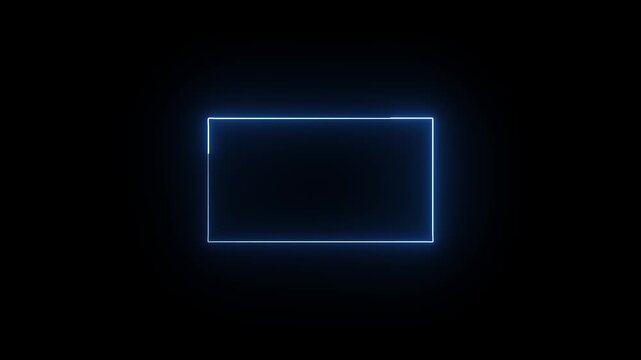 Blue neon rectangle forming and animating with subtle glow on black background