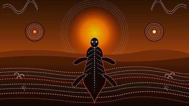 Aboriginal Dot Art Landscape Seamless Pattern Inspired