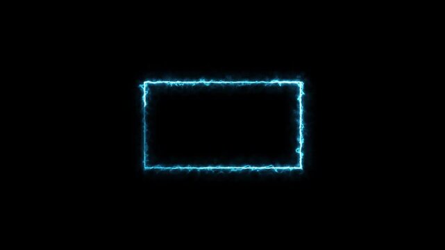 Abstract Blue Neon Rectangles Forming on Black Background in Cinematic Motion