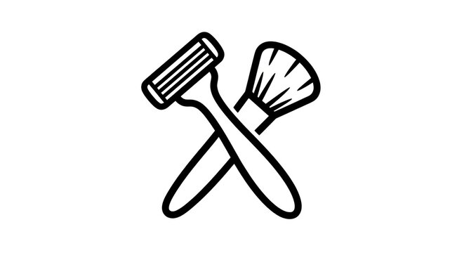 Crossed Razor and Makeup Brush Icon.