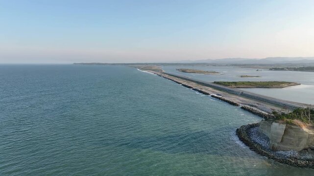 41-Second Aerial View of Sea Cliff View at Ozu Coast, Fukushima, Japan - Spring