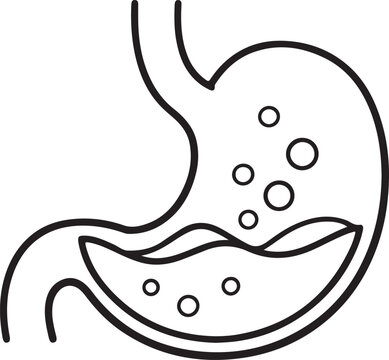 Stomach acid monoline outline vector
