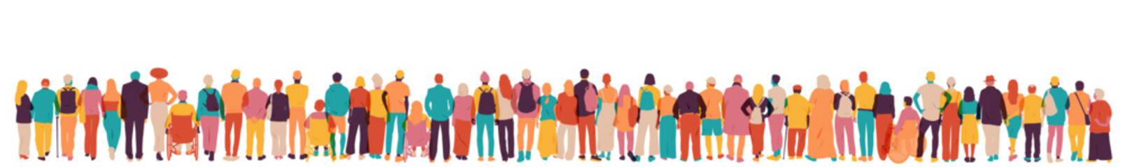 Plakat Different people standing together. Modern colourful design.