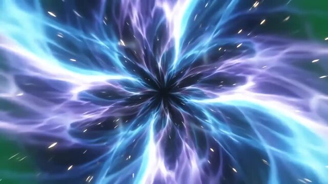 Glowing sci-fi time portal vortex with swirling energy sparks and light rays isolated on a chroma key green background
