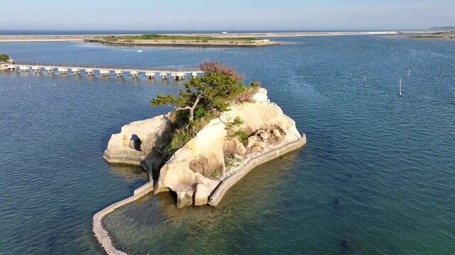 16-Second Aerial View of Coastal Village at Ozu Coast, Fukushima, Japan - Spring