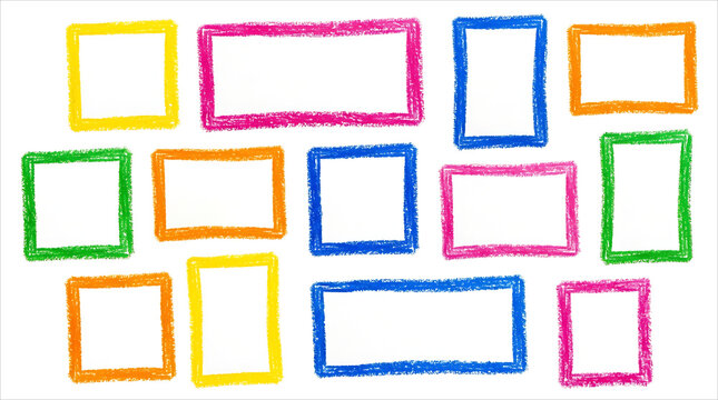 Colorful Crayon Hand Drawn Frame Collection