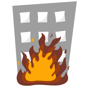 Illustration of a burning building