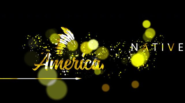 golden  Native American Day  text animation ,  Tribal Heritage & Cultural Celebration , 4k video 