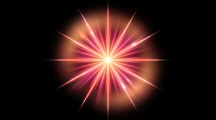 Fototapeta premium Bright red starburst light effect on black background
