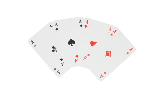 four aces playing cards fan, winning poker hand, ace playing cards, casino elements for design, png isolated on transparent background
