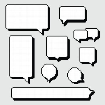 Pixel Speech Bubbles and Chat Message Icons Collection