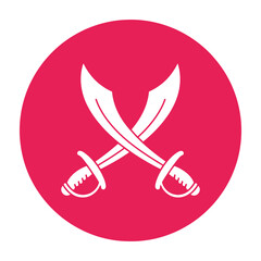 Naklejka premium Crossed white swords on pink background symbol