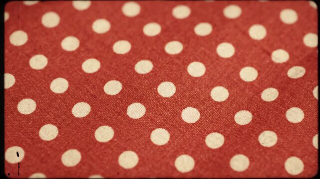 Vintage red and white polka dot pattern background moving slowly in a seamless loop with retro aesthetic and soft lighting