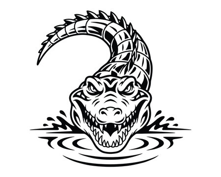 Aggressive alligator head mascot logo