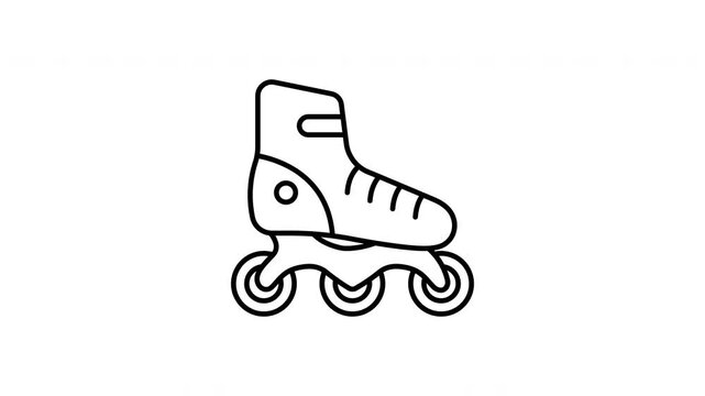 Roller Skate Animated Icon With Alpha Channel. Recreational Skating, Fitness Activity, And Outdoor Sports Motion Graphic. Inline Skating Equipment. On Transparent Background