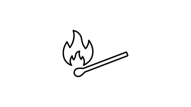 Burning Matchstick Animated Icon With Alpha Channel. Fire Ignition, Safety, And Flammable Material Motion Graphic. Dual Background Contrast. On Transparent Background