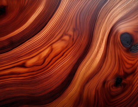 close up of a polished piece of palisander wood displaying its rich reddish brown color and fine grain pattern creating a warm and natural looking texture