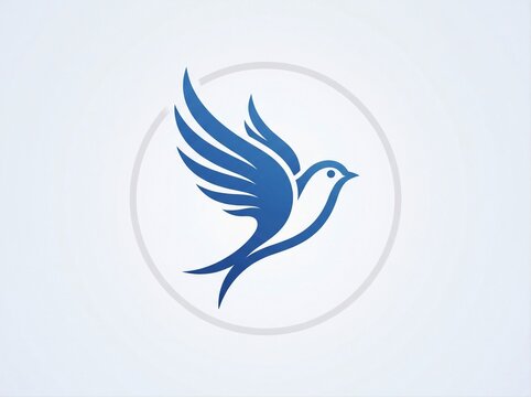 Blue Flying Bird Logo Concept in Circle Frame Vector