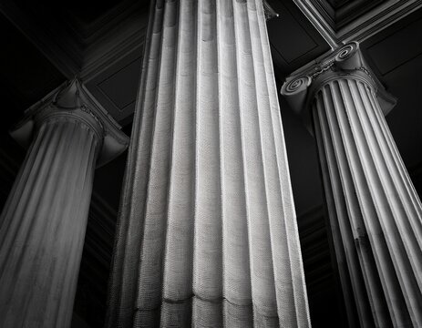 a black and white photograph of a single column