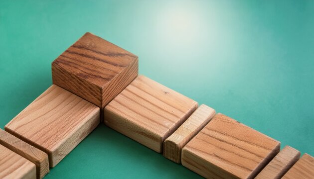 navigating a bridge of wooden blocks by bypassing obstacles to reach the ultimate goal of success