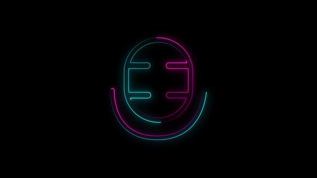 Abstract Neon Logo: A striking abstract logo design featuring glowing neon lines in cyan and magenta, forming a circular emblem against a stark black background.