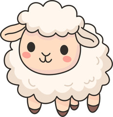 Fototapeta premium Cute fluffy white sheep character vector illustration