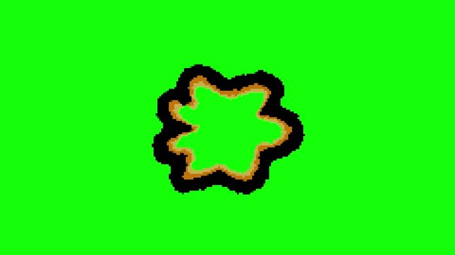 2D 8bit smoke burst explosion fx on transparent background. 4K motion graphic.