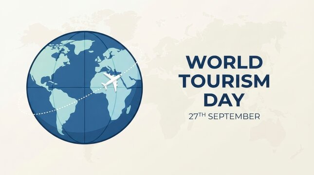 World Tourism Day illustration with globe and date 27th September
