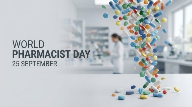 World Pharmacist Day colorful pill illustration on 25 September