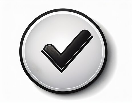 a simple white circle with a black check mark isolated on white background