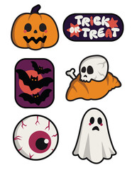 Fototapeta premium halloween icons set scary and cute stye illustrations