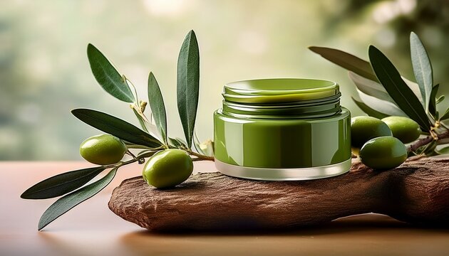 olive green mask cosmetic jar nature packaging natural beauty