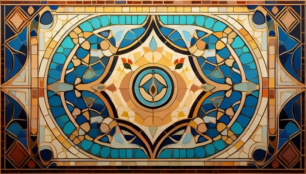 a mediterranean mosaic style wall painting