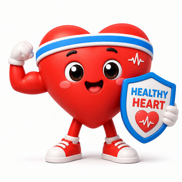 Cute Healthy Heart Mascot With Strong Spirit